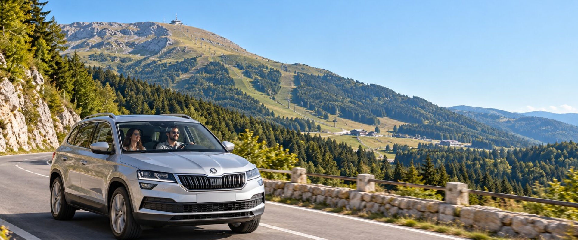 Rental car on a Bosnian mountain road — Sarajevo car rental