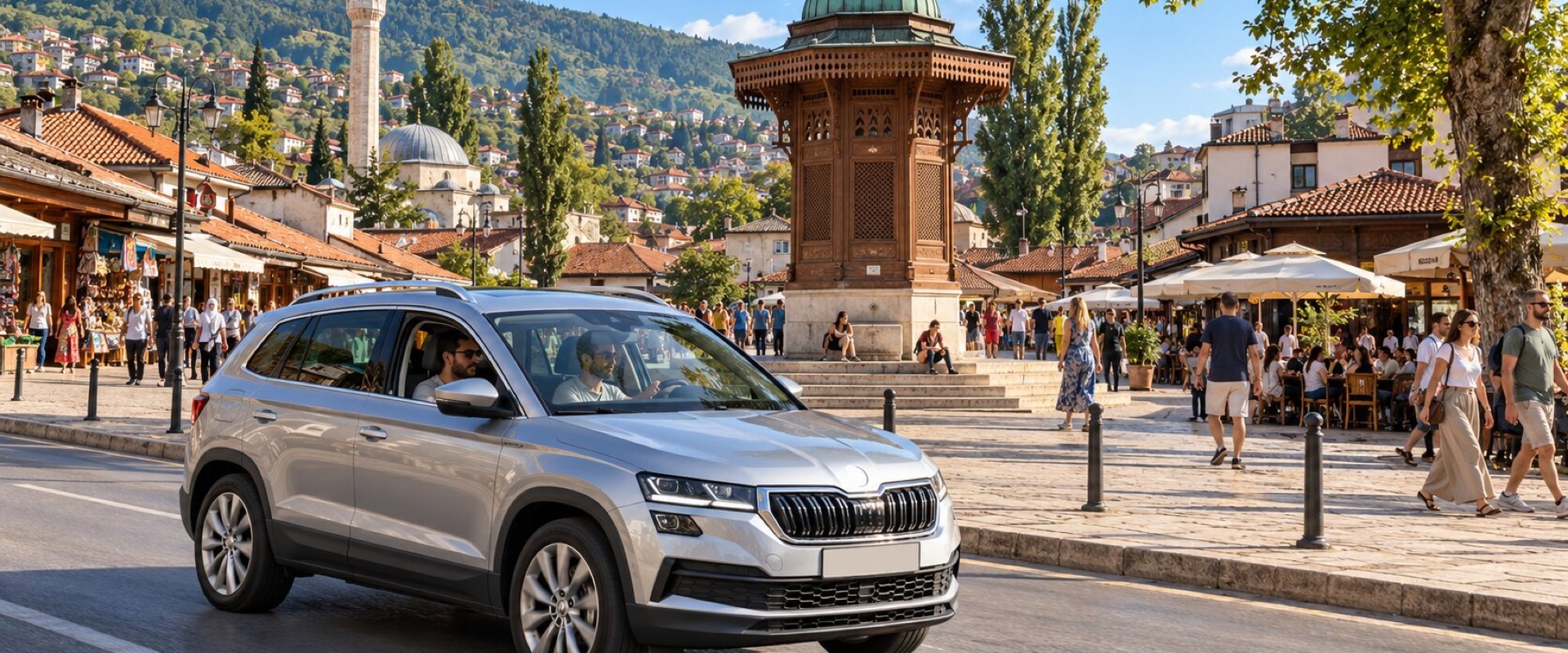 Rental car at Baščaršija — Sarajevo city centre